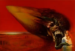 Book cover artwork “Swan Song” by Melvyn Grant — created for the UK edition of Robert R. McCammon’s novel (published 1987). Swan Song by Melvyn Grant – UK Book Cover Illustration for Robert R. McCammon