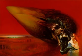 Book cover artwork “Swan Song” by Melvyn Grant — created for the UK edition of Robert R. McCammon’s novel (published 1987). Swan Song by Melvyn Grant – UK Book Cover Illustration for Robert R. McCammon