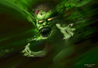 Demon Thief — cover artwork for The Demonata by Darren Shan, illustrated by Melvyn Grant (2005) Cover artwork by Melvyn Grant for Demon Thief by Darren Shan (The Demonata series, 2005)