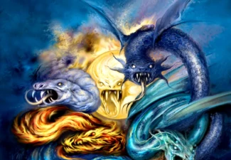 Cover art by Melvyn Grant for the Wizard series edition of *Sorcery! – The Seven Serpents*, first published in 2003. The original Puffin edition was illustrated by John Blanche. Cover artwork by Melvyn Grant for Sorcery! The Seven Serpents, Wizard edition, 2003