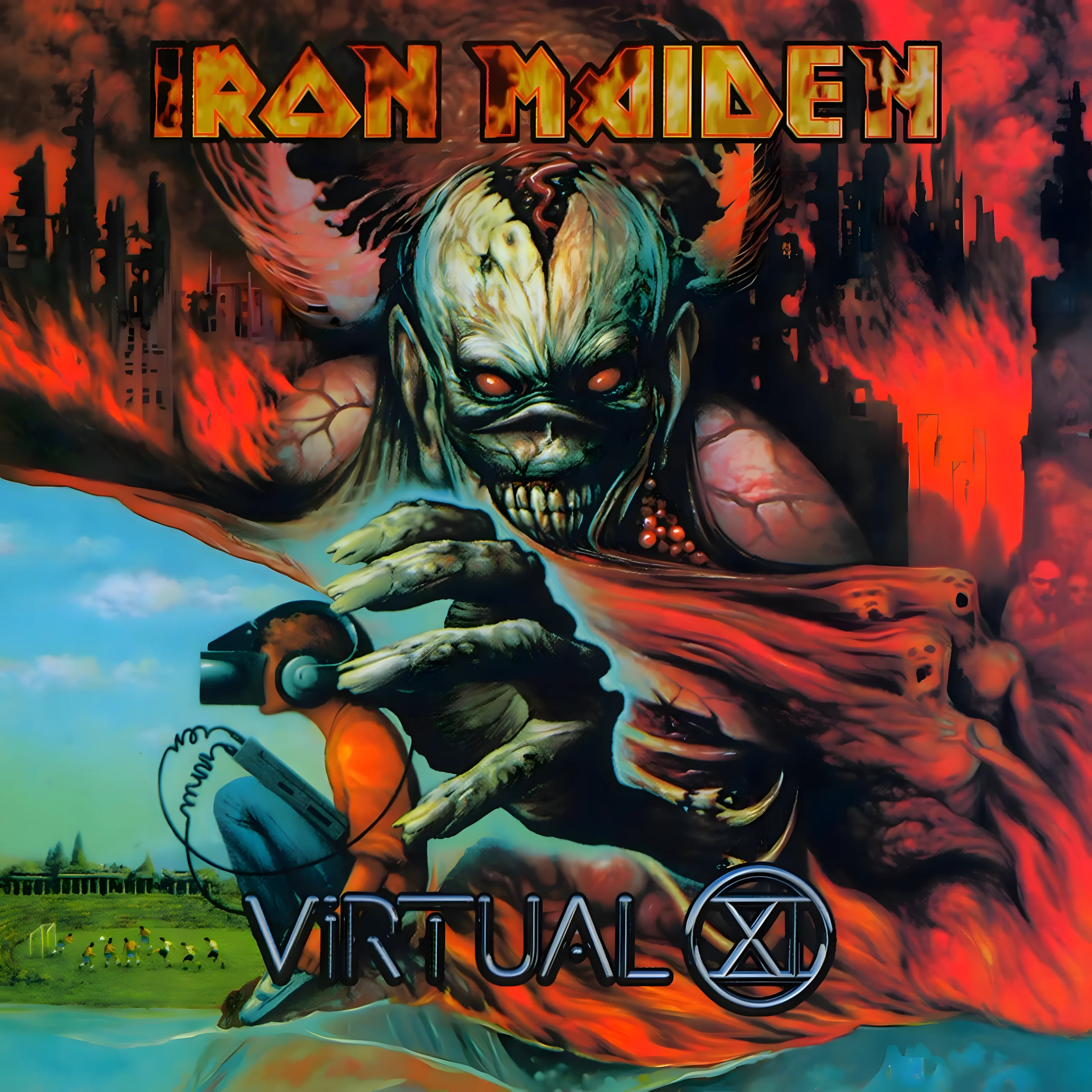 Virtual XI released album sleeve artwork by Melvyn Grant for Iron Maiden