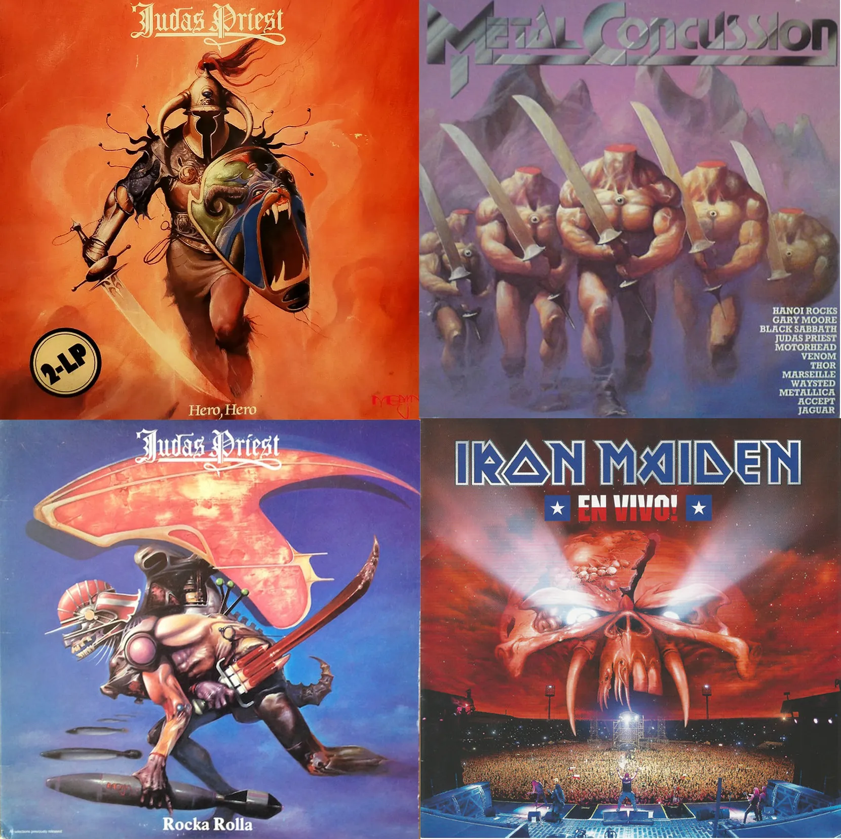 Selection of album cover artworks illustrated by Melvyn
