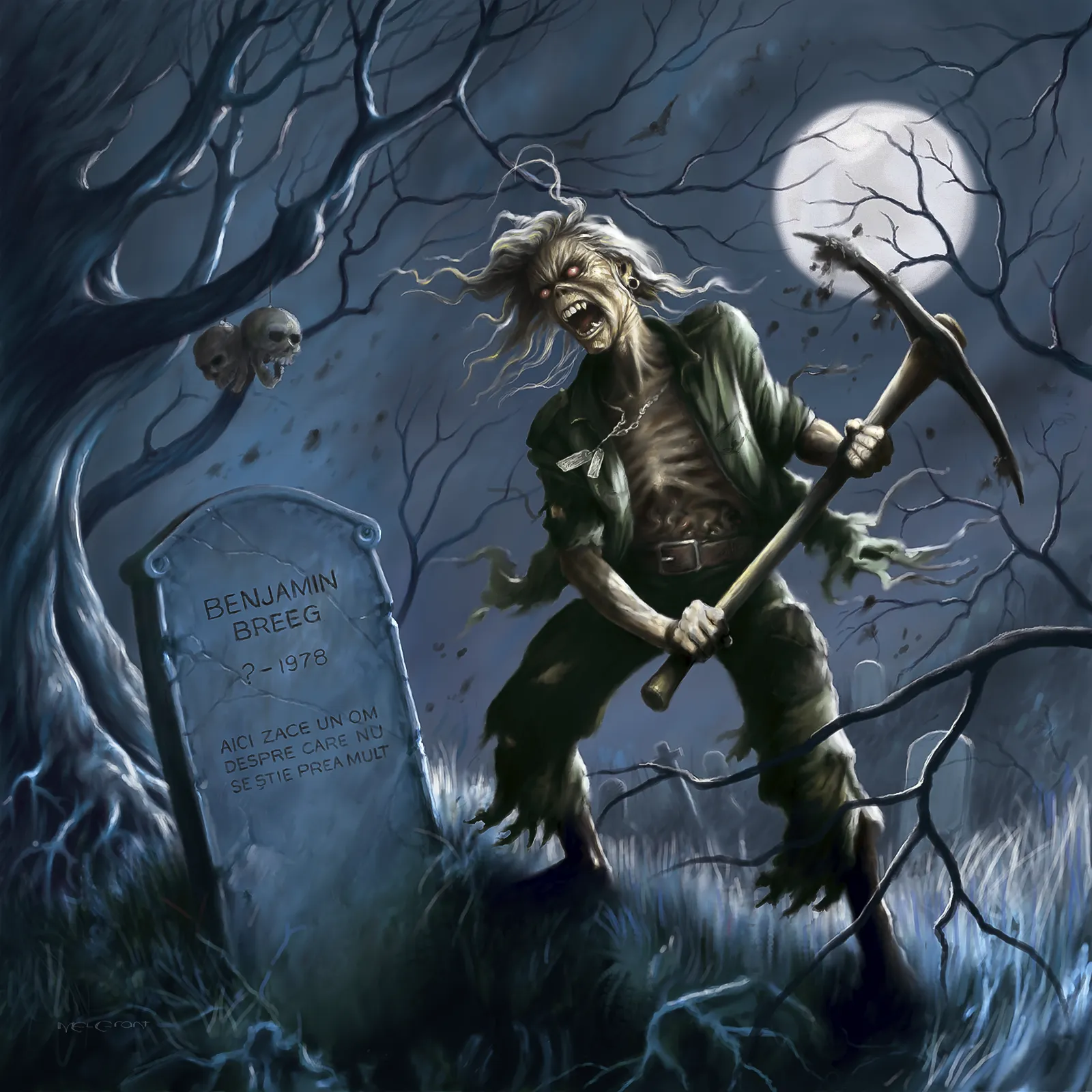 The Reincarnation of Benjamin Breeg single artwork illustrated by Melvyn Grant for Iron Maiden